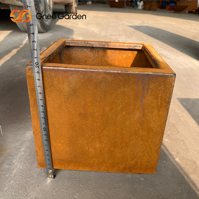 Quadrado de aço Rusty Planter Boxes Weather Resistant de Corten para a flor