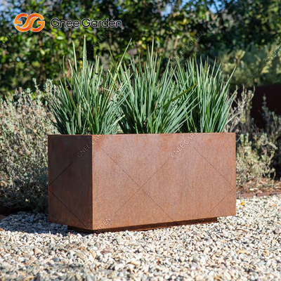 Espessura retangular de aço de Rusty Nursery Planter 2mm do metal de potenciômetro da flor de Corten