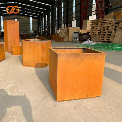 Quadrado de aço Rusty Planter Boxes Weather Resistant de Corten para a flor