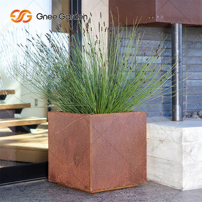 Quadrado de aço Rusty Planter Boxes Weather Resistant de Corten para a flor