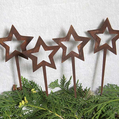 A estrela deu forma a resistir a decoração de aço do Natal dos ornamento do jardim do metal