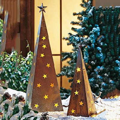 ornamento do jardim de Corten dos ornamento do jardim do metal do Natal de 500mm com diodo emissor de luz