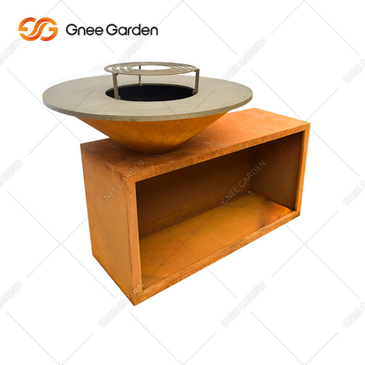 Churrasqueira quadrada de tamanho personalizado em aço corten decorativa para acampamento ao ar livre