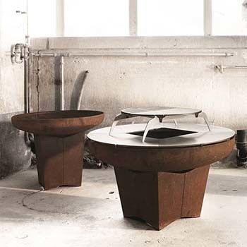 Pátio ao ar livre Churrasqueira Fogueira Mesa Churrasqueira Aço corten pré enferrujado