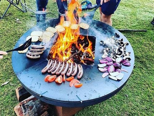 Churrasqueira portátil em aço corten para restaurante em área interna ao ar livre camping