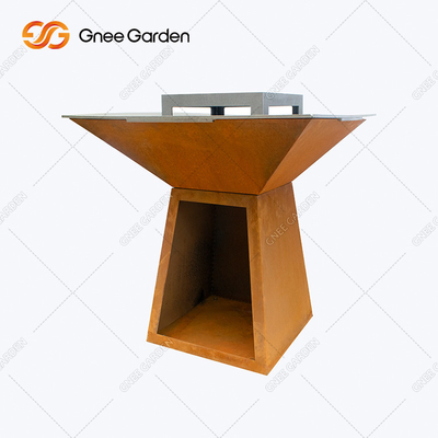 Churrasqueira ao ar livre personalizada com fogão de aço corten