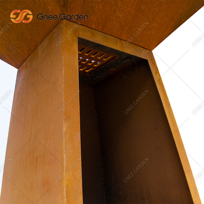 Churrasqueira ao ar livre personalizada com fogão de aço corten