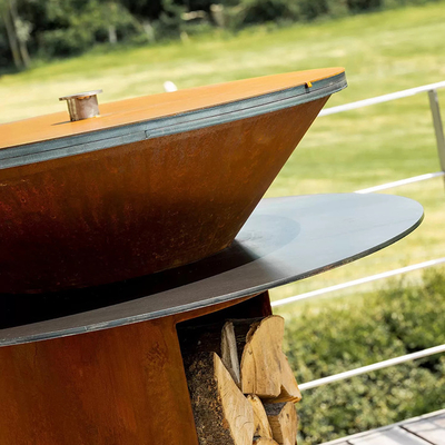 Jardim ao ar livre Churrasqueira Cozinha Churrasqueira Aço Corten Queima de Lenha
