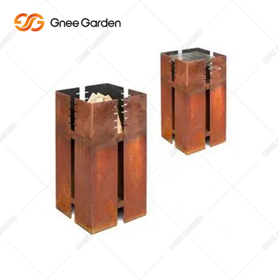 Mesa de aço corten para churrasco a carvão com espessura de 3 mm
