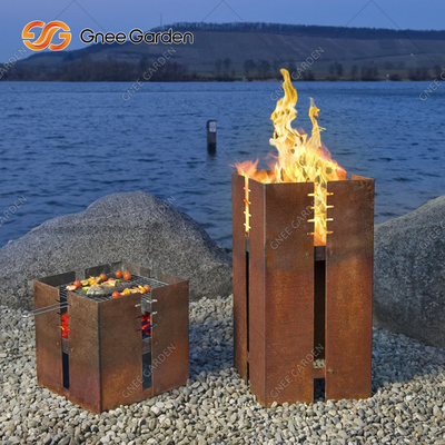 carvão vegetal de aço quadrado da grade do ASSADO de 1200mm Corten que queima-se decorativo