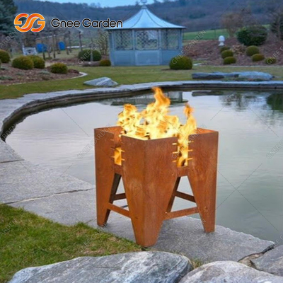 Pátio ao ar livre Cozinha Cozinha Aço Corten Carvão Churrasco Churrasqueira Personalizada
