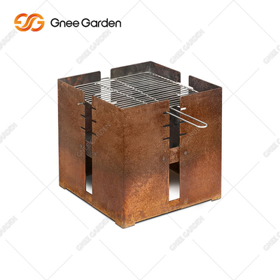 Mesa de aço corten para churrasco a carvão com espessura de 3 mm