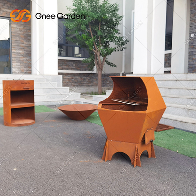 Churrasqueiras a carvão para churrasco ao ar livre em aço corten