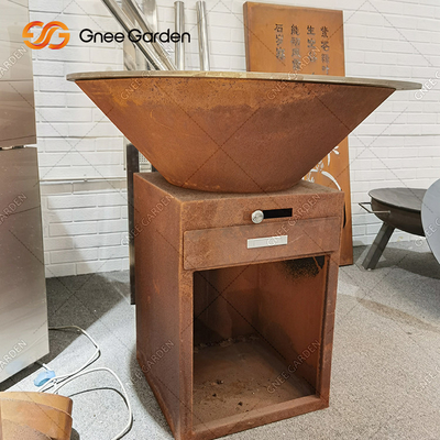 O ASSADO de Rusty Color Outdoor grelha o fumador do carvão vegetal com a placa de cozimento do diâmetro 100cm do círculo