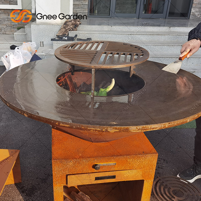 Fogo de tabela exterior de aço ardente de madeira Pit Charcoal Barbecue Grill do ASSADO de Corten