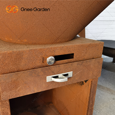 O ASSADO de Rusty Color Outdoor grelha o fumador do carvão vegetal com a placa de cozimento do diâmetro 100cm do círculo