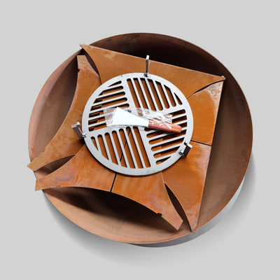grades de cozimento exteriores de aço de 1000mm Corten com base destacável