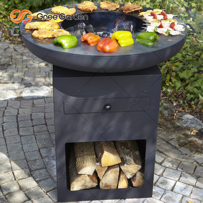 Pátio ao ar livre Cozinha Cozinha Aço Corten Carvão Churrasco Churrasqueira Personalizada