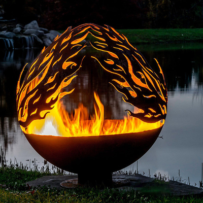 Projeto Rusty Outdoor Metal Fire Ball do teste padrão de Phoenix no aço de Corten