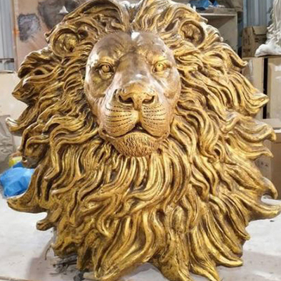 Uma altura de 18 polegadas oxidou ferro de Lion Face Sculpture Unique Cast