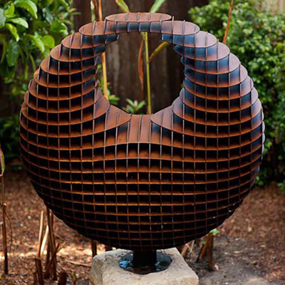 Esculturas de aço do jardim do metal de Corten grandes com forma tridimensional da esfera