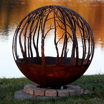 Madeira exterior que queima o fogo de aço Pit Round Custom da esfera de Corten