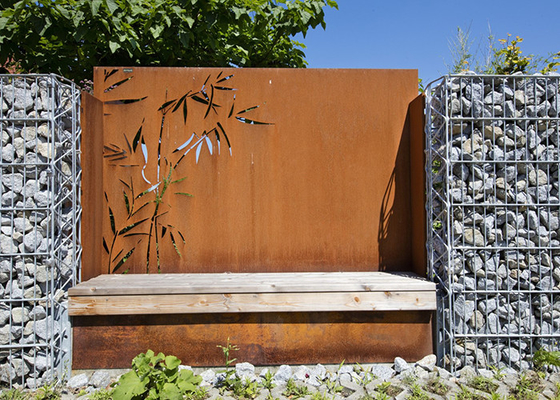 O laser de bambu dos ornamento do jardim do metal dos testes padrões cortou decorativo exterior dos painéis de aço de Corten
