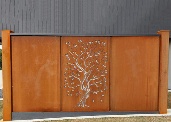 Projeto Rusty Corten Steel Privacy Screens 600*1200mm decorativos do carvalho