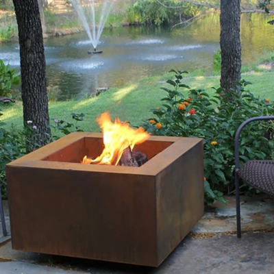 Poço ardente de madeira exterior 600 x 600 X H500mm do fogo do metal do quadrado