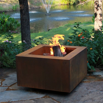 Poço ardente de madeira exterior 600 x 600 X H500mm do fogo do metal do quadrado