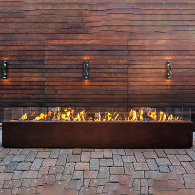 fogo retangular Pit Heater Corten Steel Modern Aesthetic do metal de 1500mm