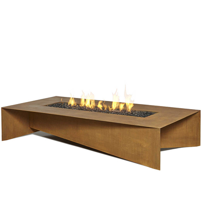 Queimadura da madeira da tabela de Rusty Retangular Corten Steel Fire de 72 polegadas