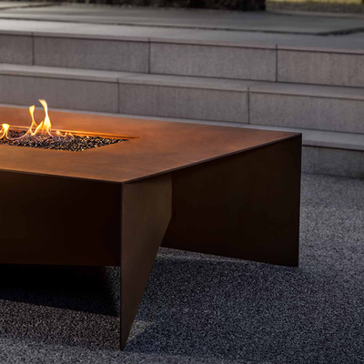 Queimadura da madeira da tabela de Rusty Retangular Corten Steel Fire de 72 polegadas