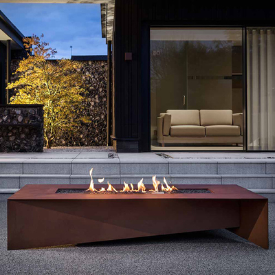 Queimadura da madeira da tabela de Rusty Retangular Corten Steel Fire de 72 polegadas