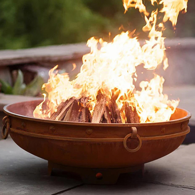 Queimadura moderna exterior da madeira do aquecimento da chaminé de Firepit do jardim de aço de Corten