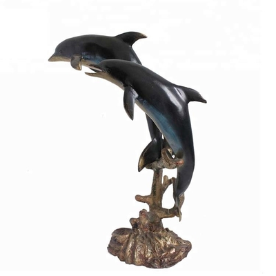 o GV abstrato da decoração da casa da estátua do golfinho do metal do ferro fundido de 20cm certificou