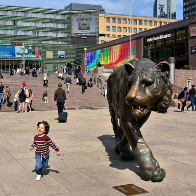 da escultura de bronze decorativa do leopardo da altura de 5m padrão contemporâneo do GV