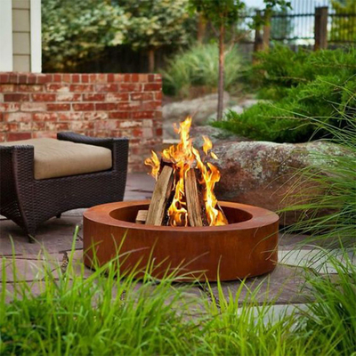 Queimadura de aço de Pit Camping For Outside Wood do fogo de Corten do jardim exterior redondo