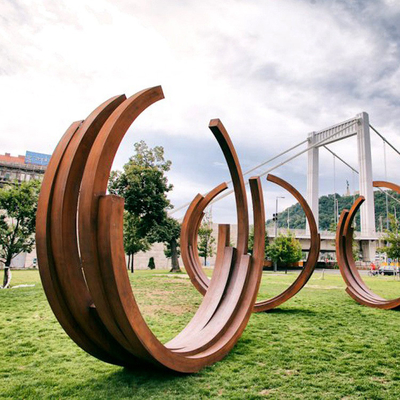 Estátuas do metal da escultura moderna do aço de Corten do sumário de Ring Rustic do sumário grandes