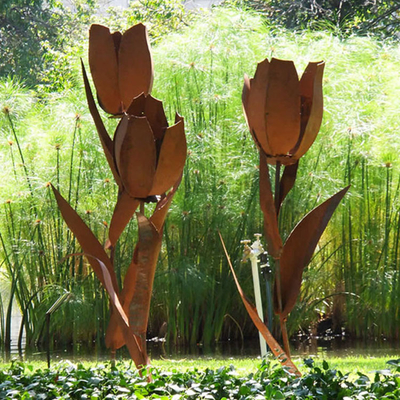 Esculturas da jarda de Tulip Flower Shape Custom Metal do jardim de Gnee para o quintal