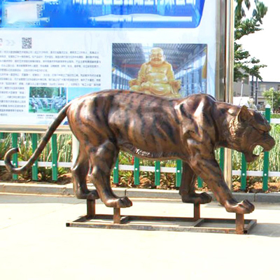 escultura de bronze exterior realística Aantique Tiger Statue de bronze de 3m