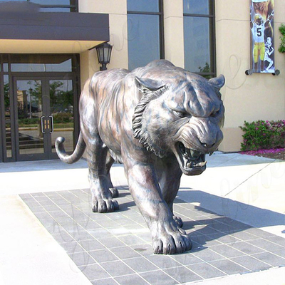 escultura de bronze exterior realística Aantique Tiger Statue de bronze de 3m