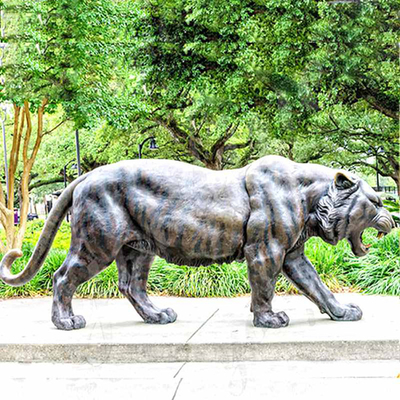 escultura de bronze exterior realística Aantique Tiger Statue de bronze de 3m