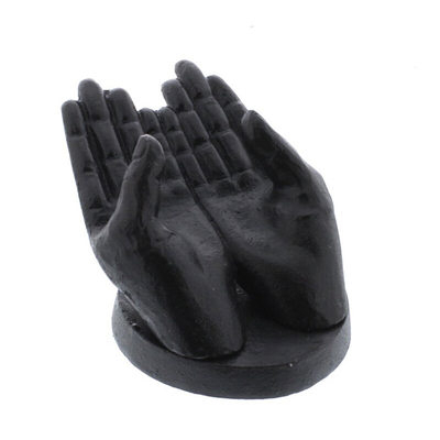 Escultura preta antiga criativa da mão de ferro fundido de 5,5 polegadas ajustada para decorações da casa