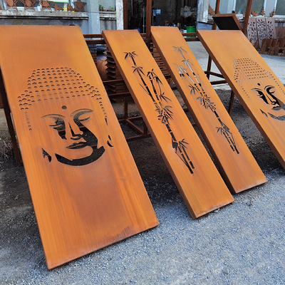 Telas de Aço Corten 1500mm GN-SH-204 Divisor de Privacidade com Corte a Laser Ornamentos de Jardim de Metal