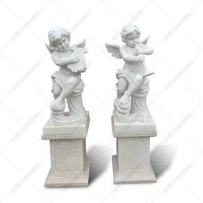 Vida - jardim exterior da fonte de Angel White Marble Statue Figurine do tamanho que cinzela a pedra