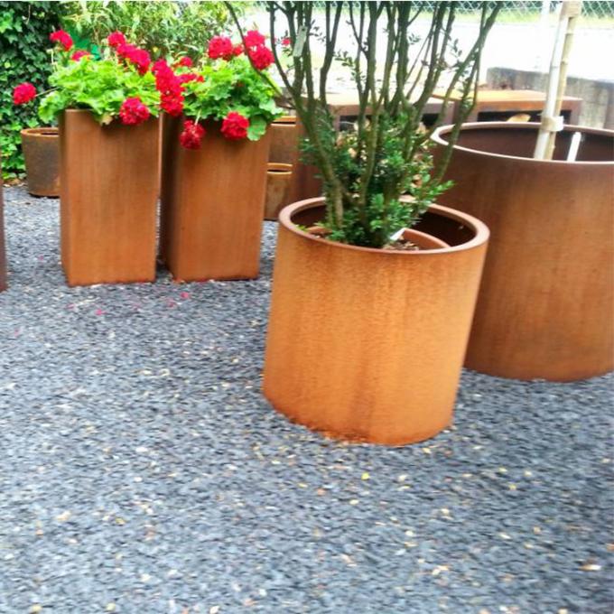 Oxidado corten o potenciômetro de flor da decoração do jardim do plantador/aço Rusty Planter de Corten