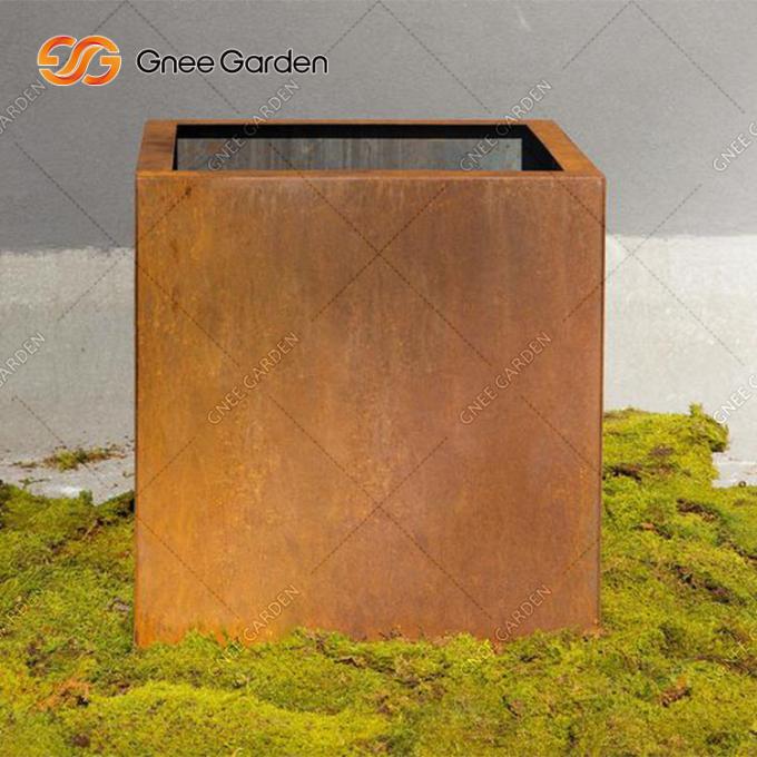 Plantador exterior do metal plantador de aço geométrico do potenciômetro de flor de Corten do grande