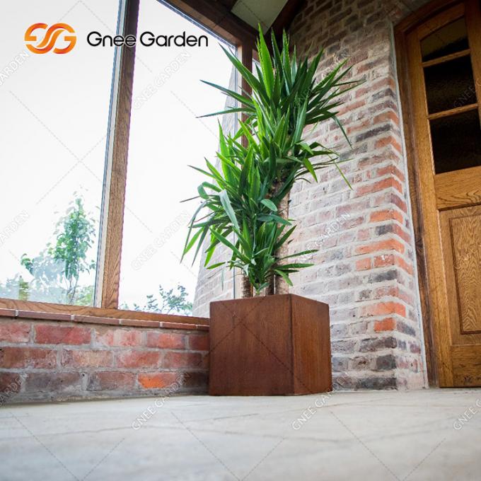 Caixa retangular da planta do plantador exterior de aço quadrado longo feito sob encomenda do metal do potenciômetro de flor de Corten do jardim