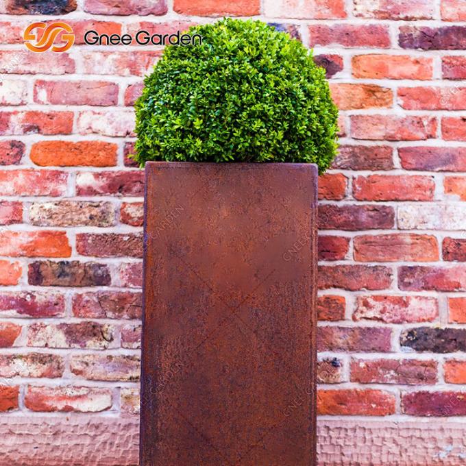 Potenciômetro de flor personalizado do metal do jardim da paisagem dos plantadores exteriores altos de aço de Corten grande